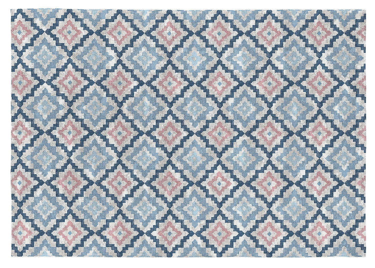 HANSEL - Tapis décoratif en coton en impression digital bleu 120x170