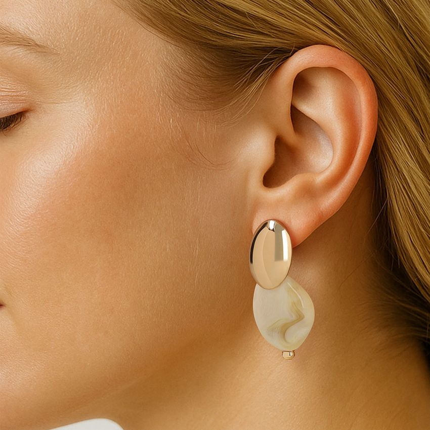 Manfield Gouden statement oorbellen met groene knopen