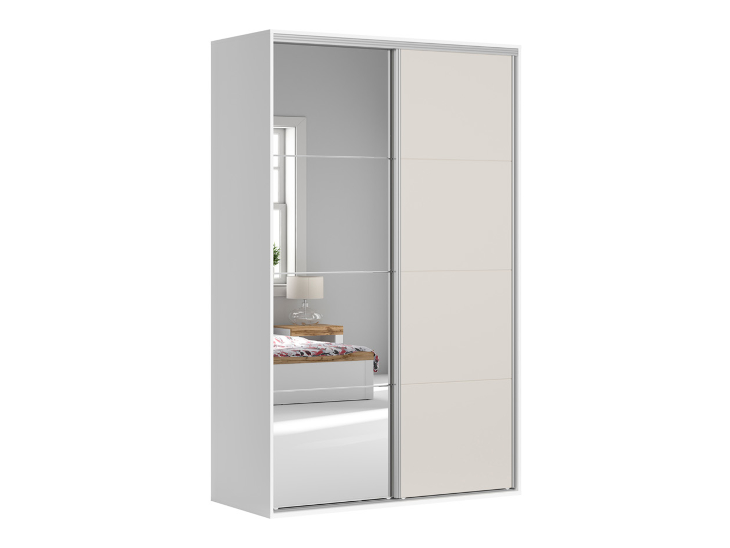 Szafa przesuwna Flex 150 cm z lustrem biały/kaszmir