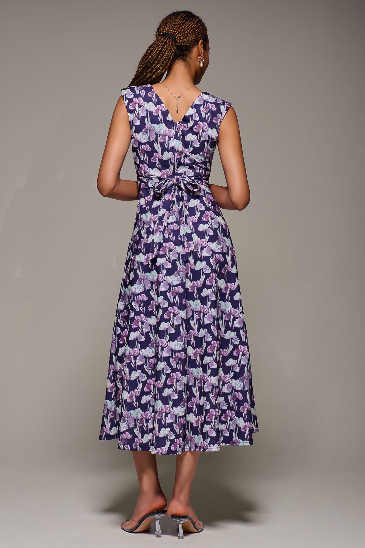 Jolie Moi V-Neck Fit & Flare Scuba Midaxi Dress