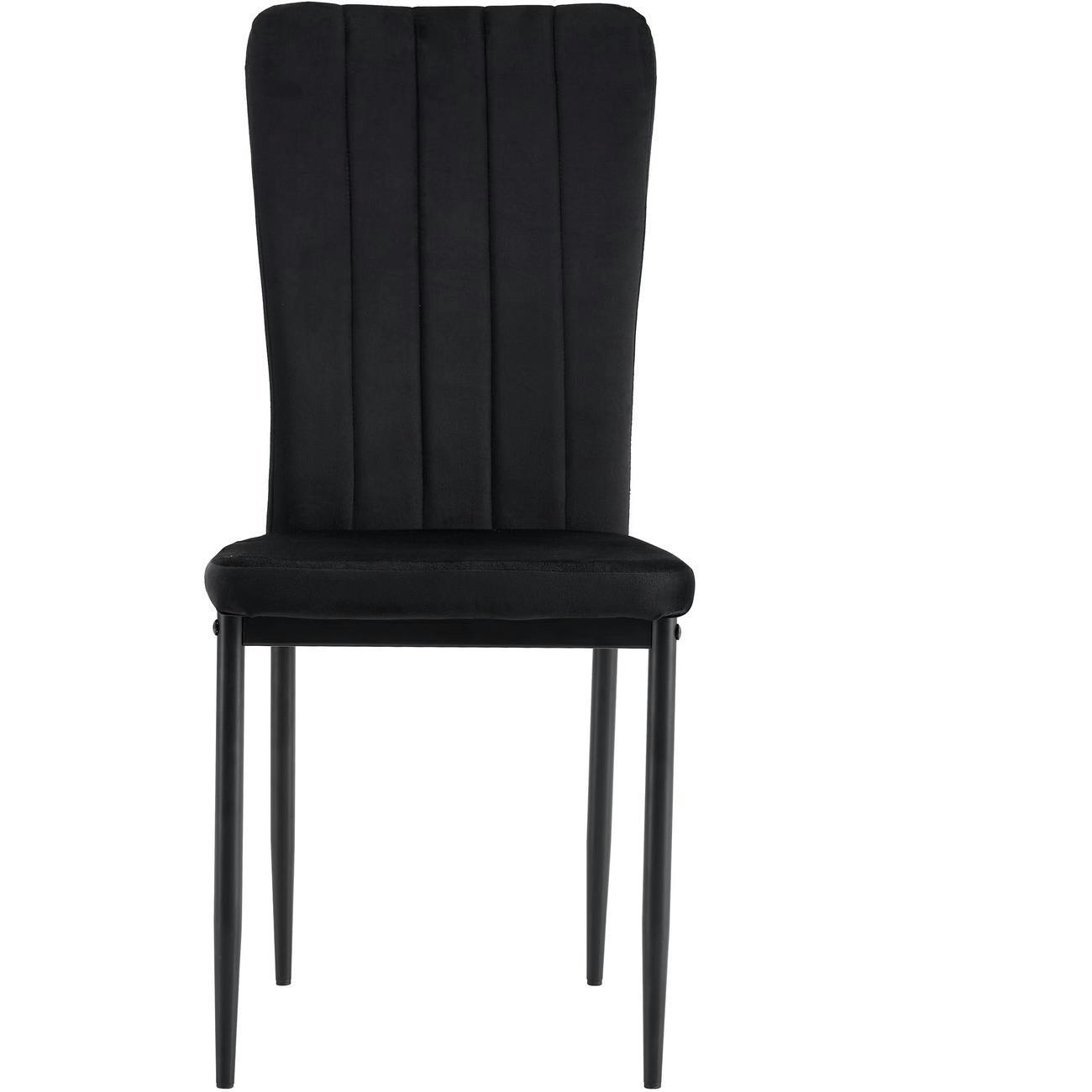 CLARA - Lot de 4 - Chaise assise velours noir pieds metal