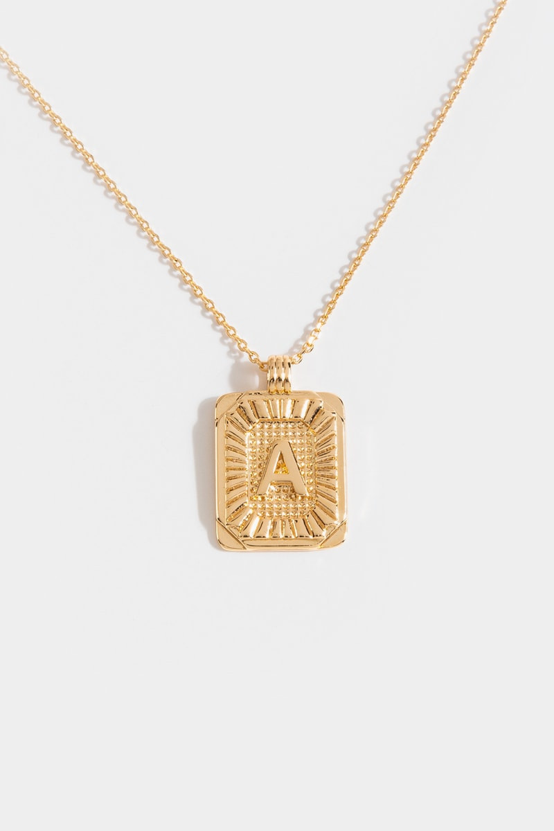Initial ID Tag Pendant Necklace