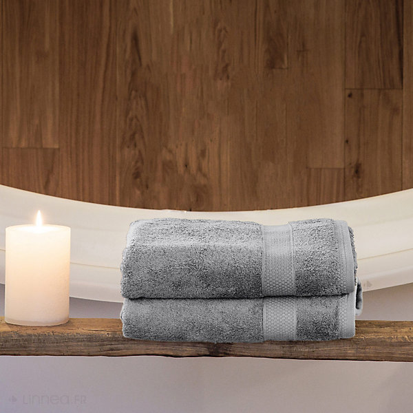 Drap de douche coton 550g/m2 70x130 cm NAÏA gris Perle