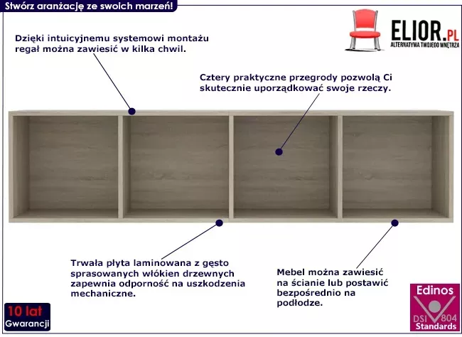 Brązowy modułowy regał ścienny - Avtica