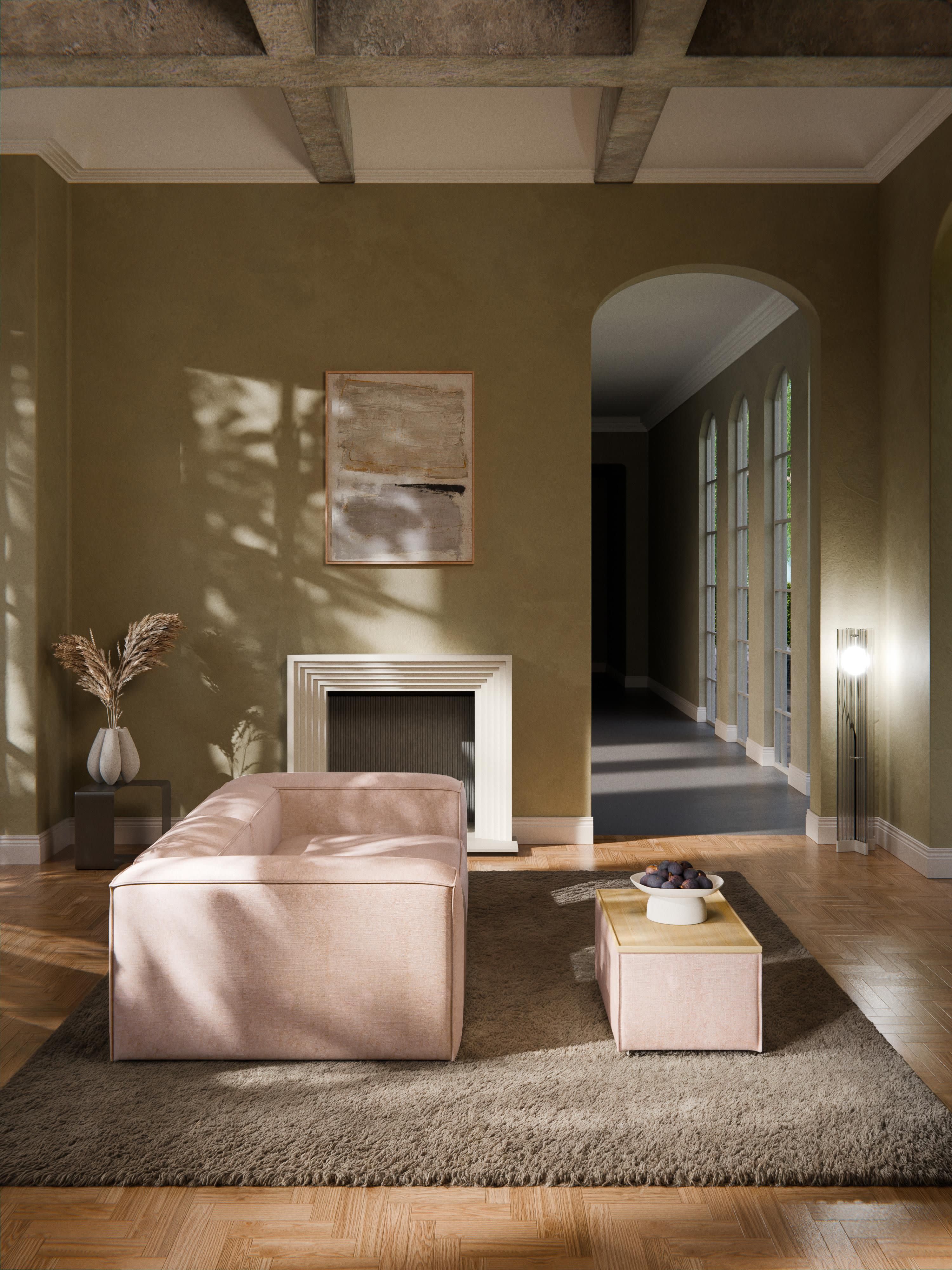 Sofa-Hocker Lennon aus Leinen-Mix mit Stauraum