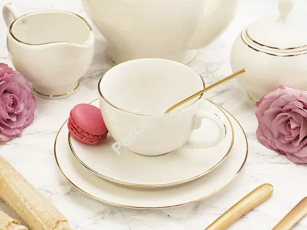 Serwis obiadowo - herbaciany na 12 osób (105 el.) Bogucice - Lolita Cream Gold 1258
