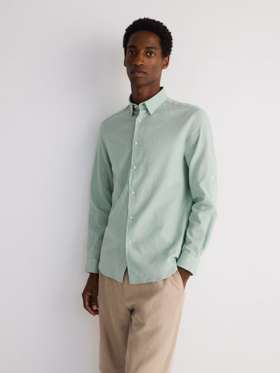 Regular Fit Shirt With Linen Blend