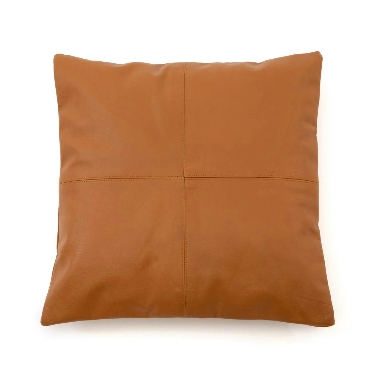 LEATHER - Coussin en cuir marron 40x40