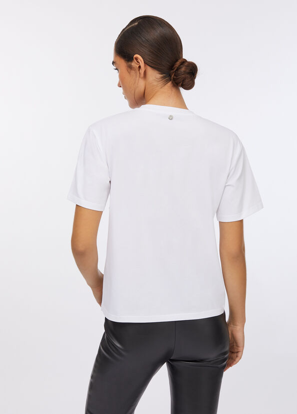 T-shirt con perle e strass