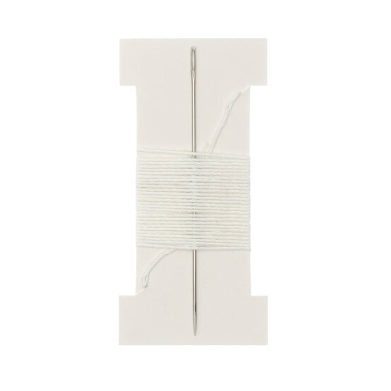 White Silk Bead Cord with Needle 0.6mm x 2m