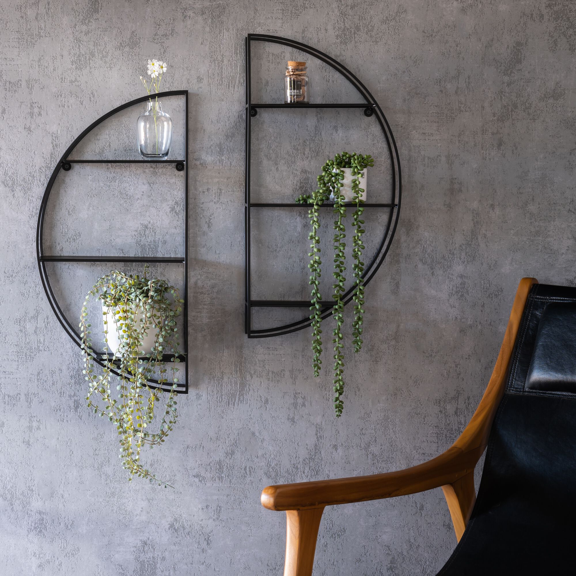 SOMAS - Étagère déco en métal D60cm - noir