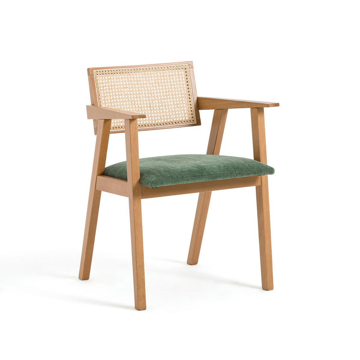 Fauteuil vintage hêtre et cannage, Baldo