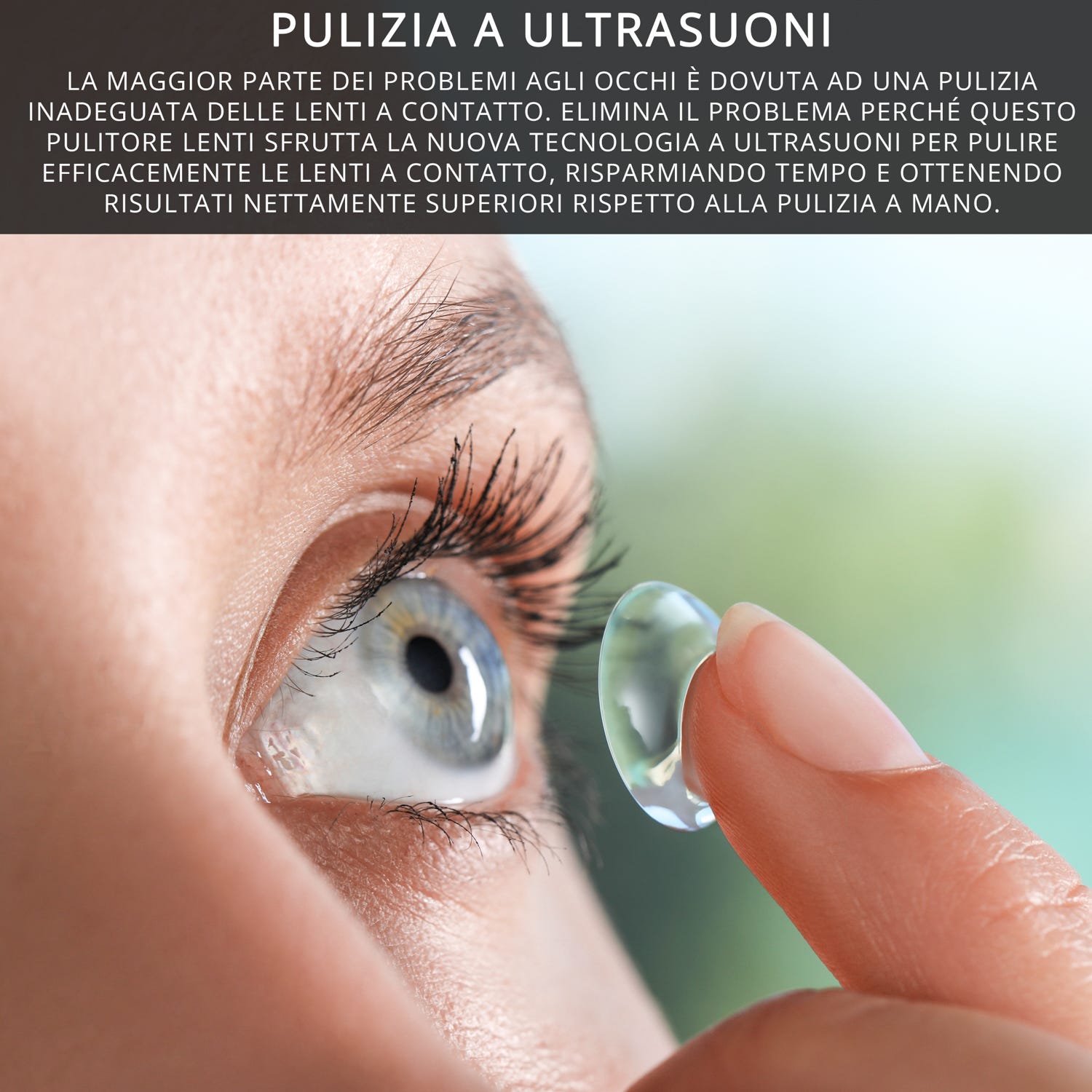 Pulitore lenti a contatto a ultrasuoni con specchio
