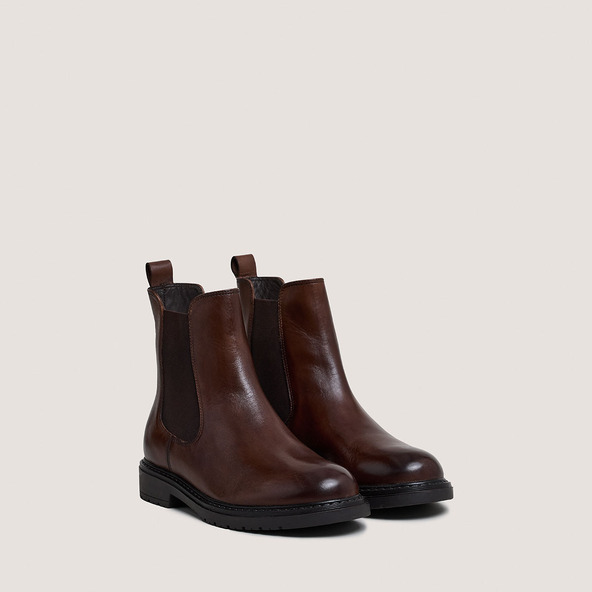 Boots Chelseaen cuir patiné marron|AMICAL