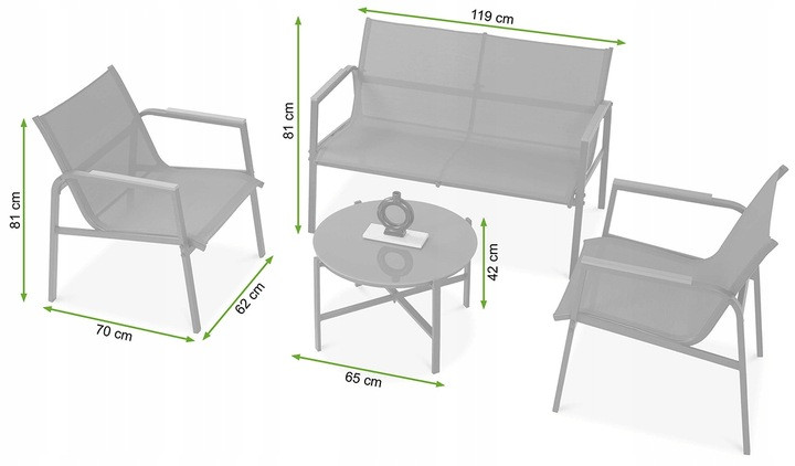 Zestaw Mebli Ogrodowych Balkon 2x Fotel Sofa Stolik MANGO Czarny Kawowy