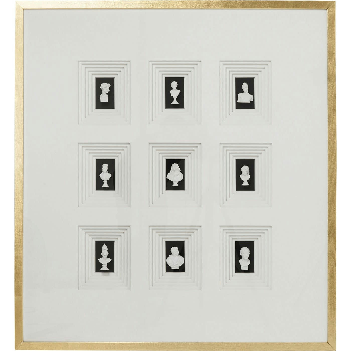 - Tableau bustes blancs en relief sous vitre 110x100