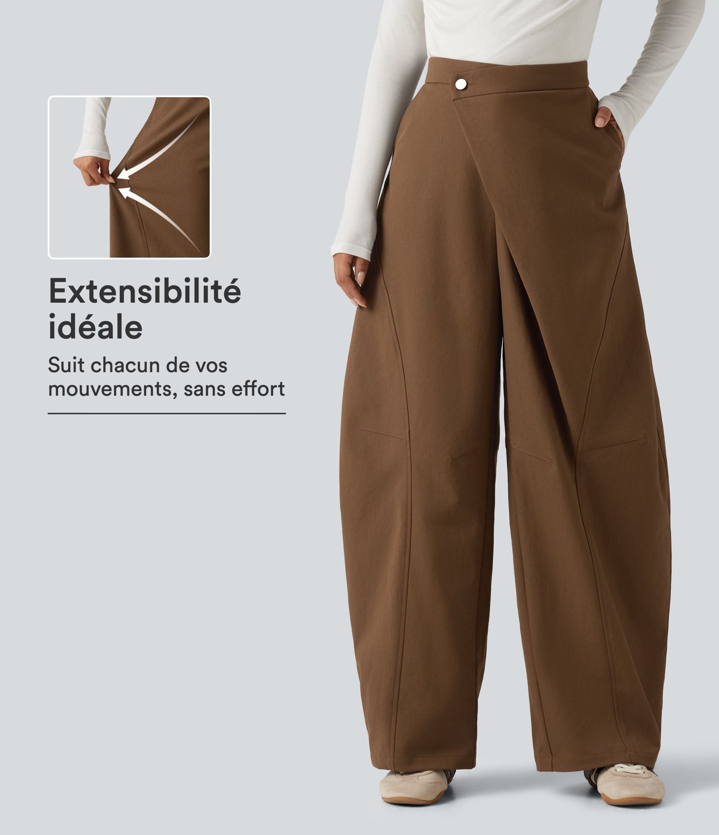 Pantalon baggy asymétrique taille mi-haute avec poches