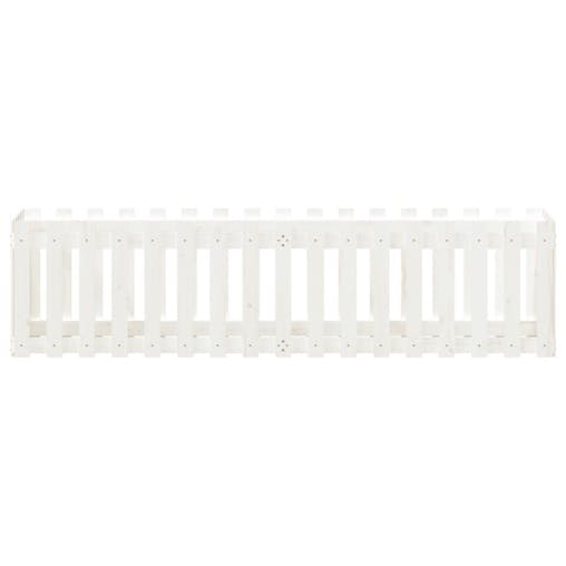 NNEVL Garden Raised Bed with Fence Design White 200x50x50 cm Solid Wood Pine