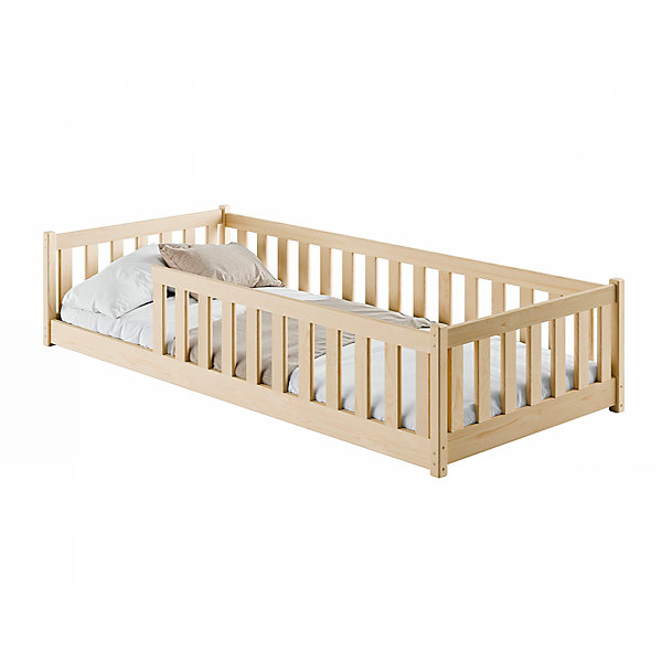 Lit au sol 90x200 sommier inclus Maya Bois