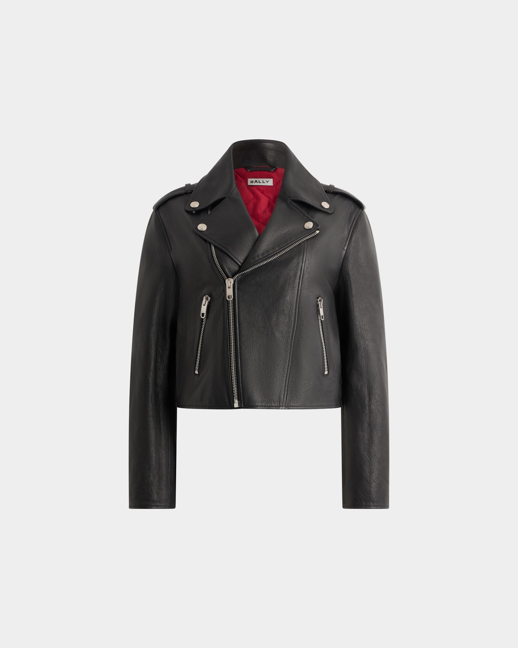 Bikerjacke Aus Leder In Schwarz