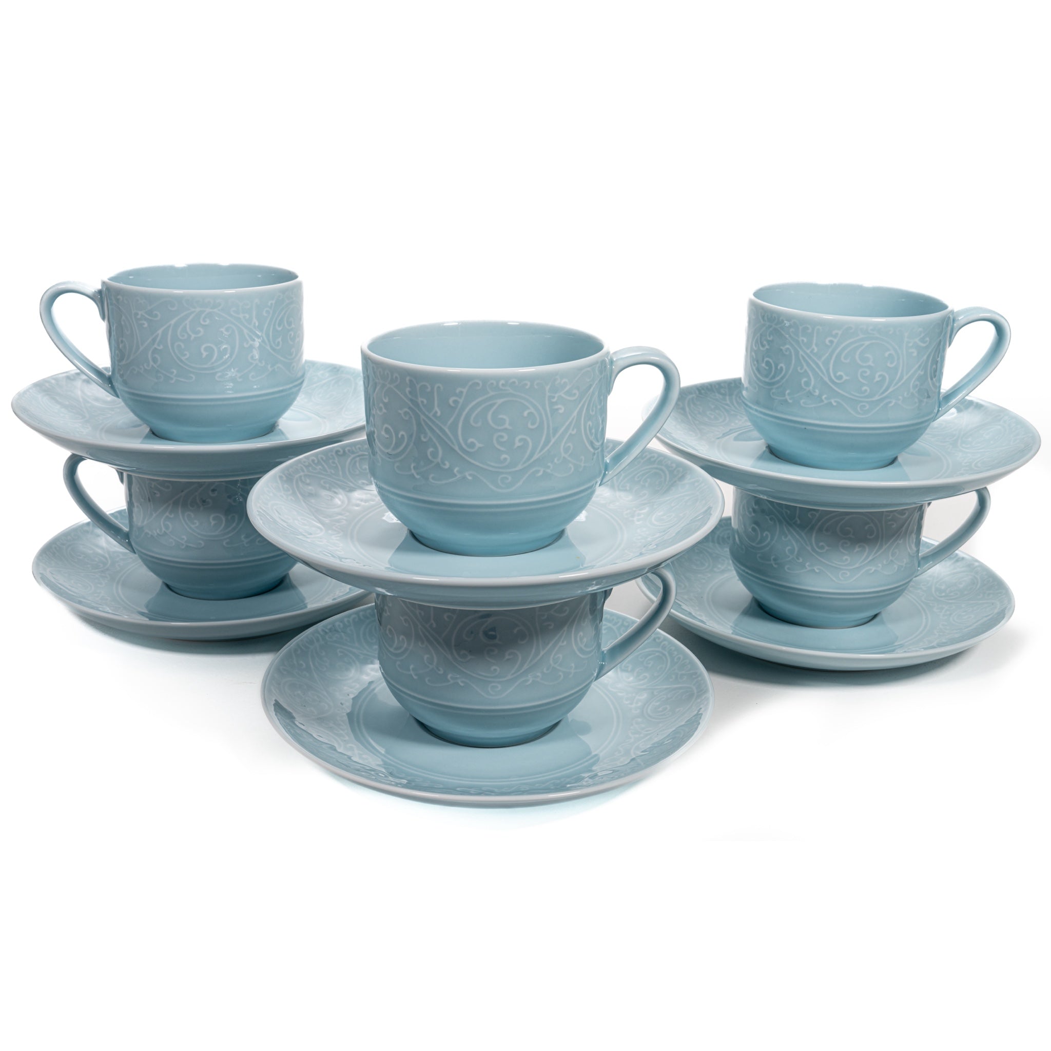 Lace Porcelain Teacups, Set of 6