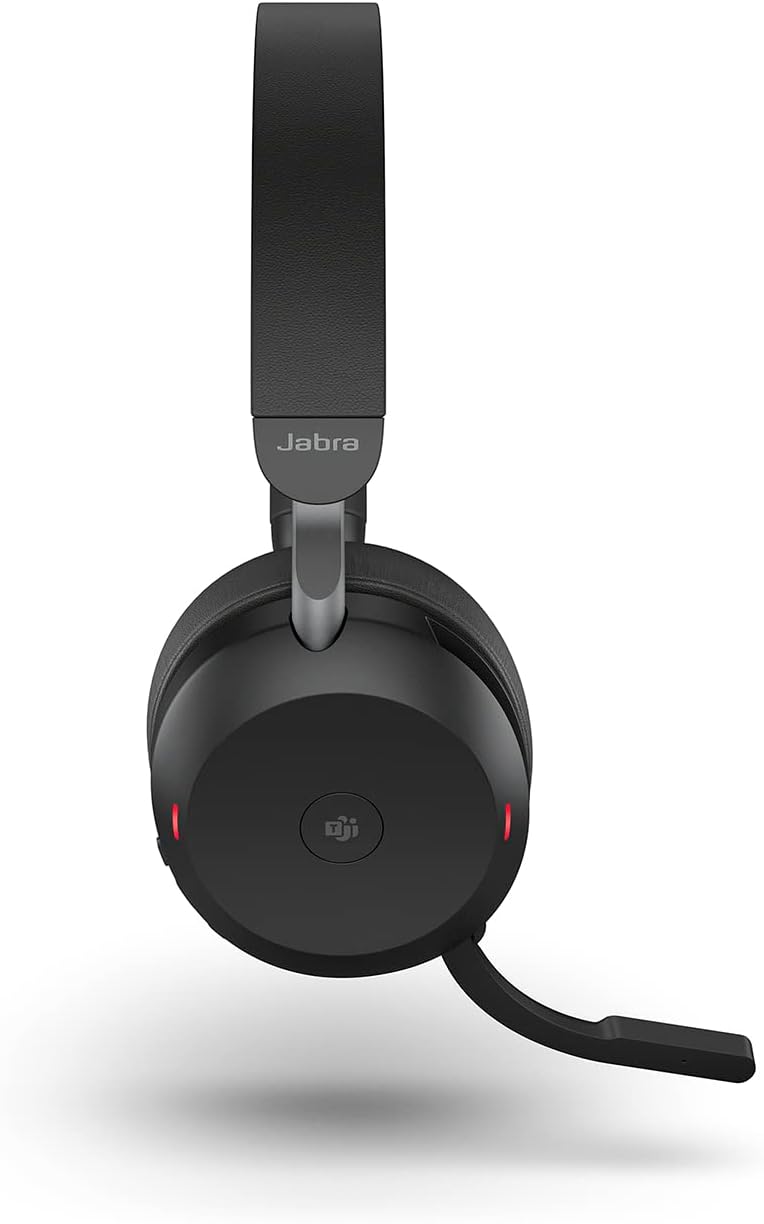 Jabra Evolve2 75 PC Wireless Headset with 8-Microphone Technology - Dual Foam Stereo Headphones with Advanced Active Noise Cancelling  USB-A Bluetooth Adapter and MS Teams-Compatibility - Black