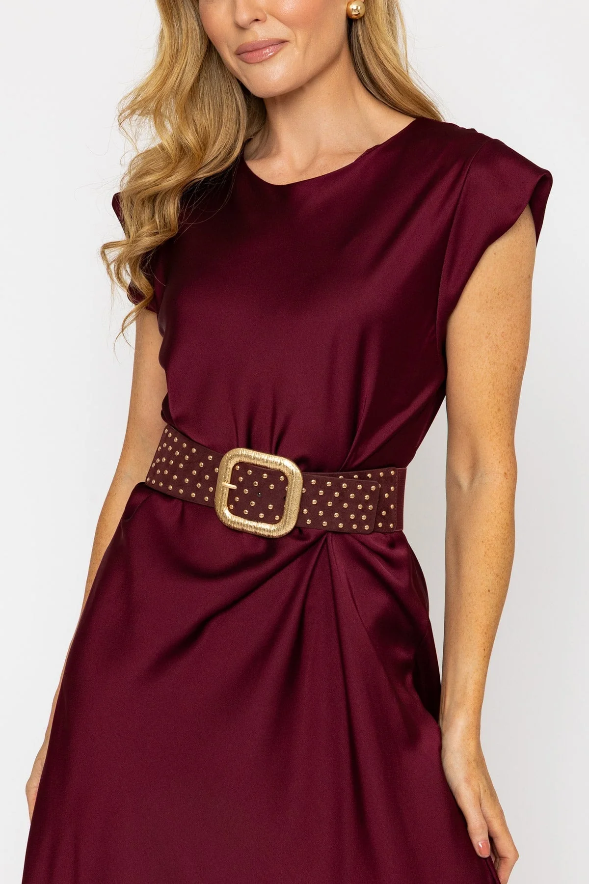 Burgundy Studded Elasticated Belt
