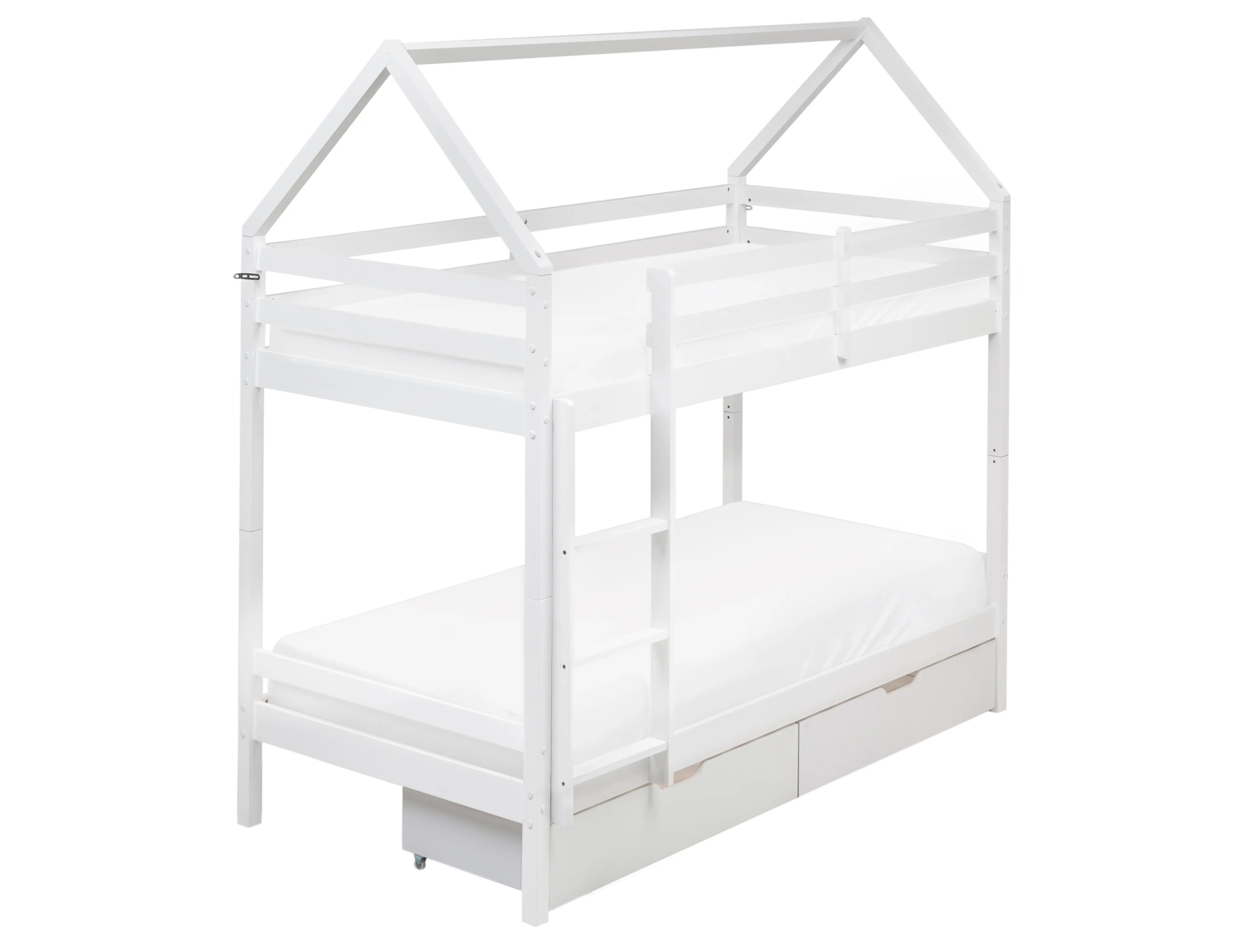 Bunk Bed with Drawers House Pine Wood TERNAS 90 x 200 cm (EU Single) with Storage White