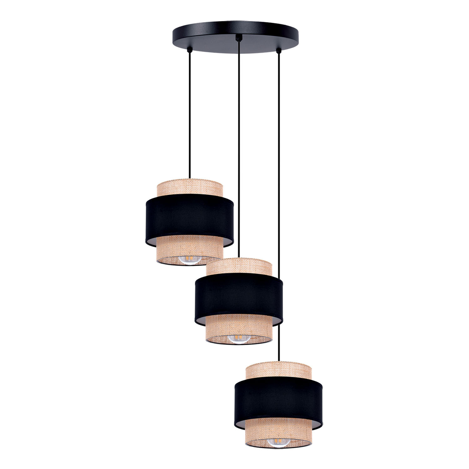 Lampa wisząca czarno-beżowa DIUNA 3xE27x40W wym: 100x45x45 cm Kaja