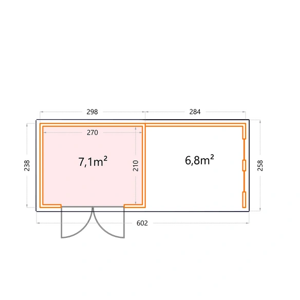 Gerätehaus »Classico«, BxHxT: 602 x 219 x 258 cm (Außenmaß inkl. Dachüberstand)