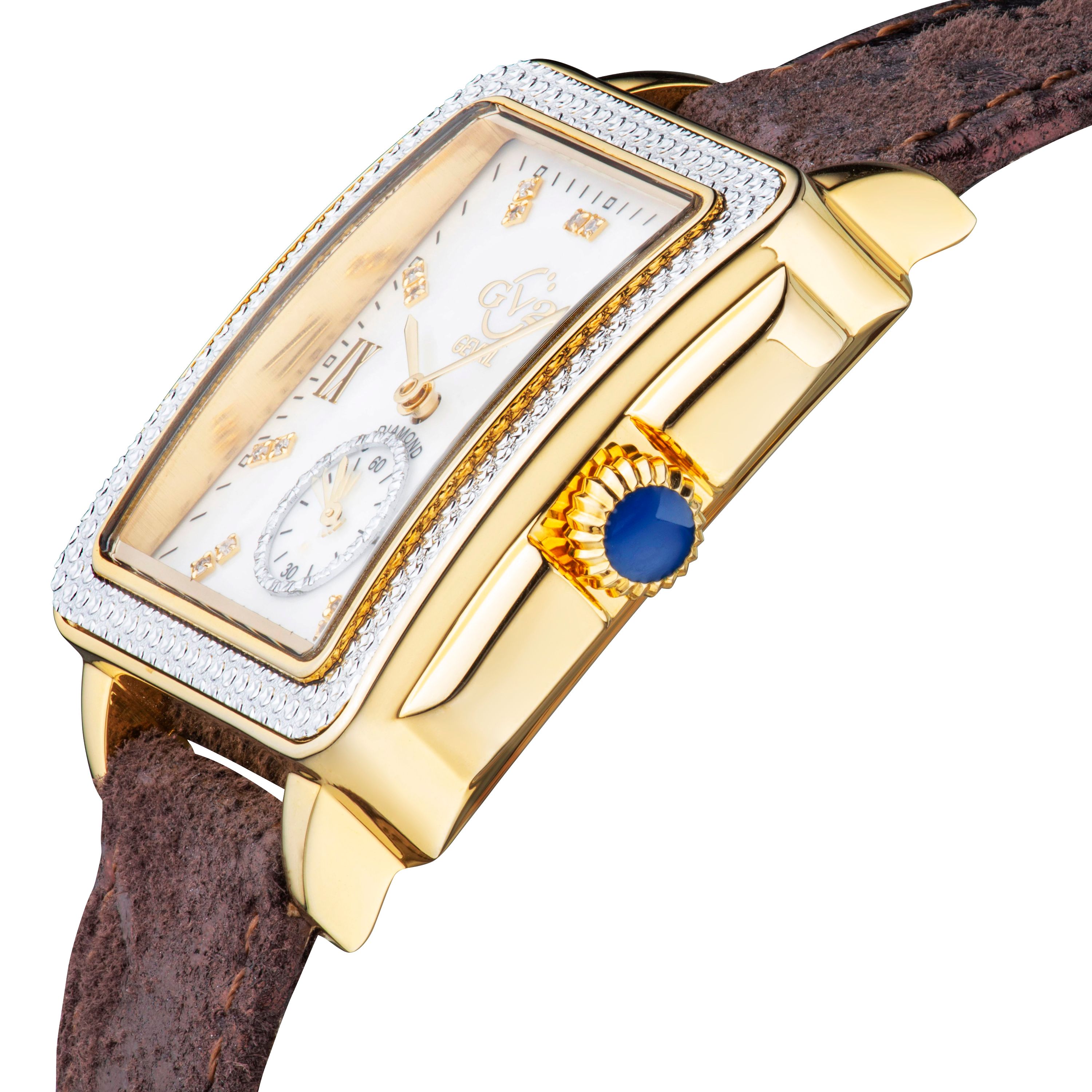 GV2 Bari Diamond Mother of Pearl Leather Strap Swiss Quartz Watch