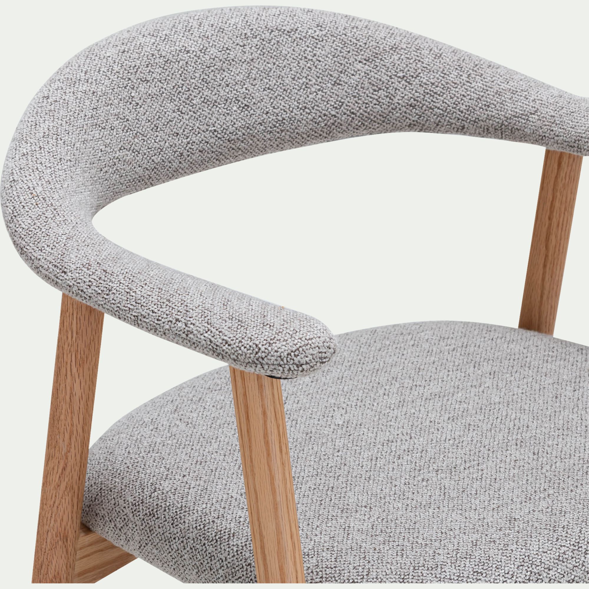 ADDI - Chaise de repas avec accoudoirs en bois et tissu - gris
