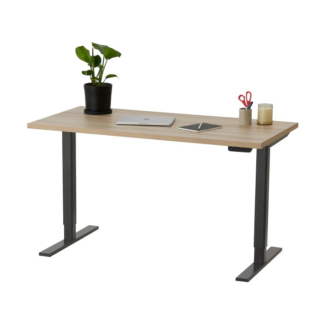 ELEVA PREMIUM - Bureau assis debout effet bois naturel 140x70x3cm