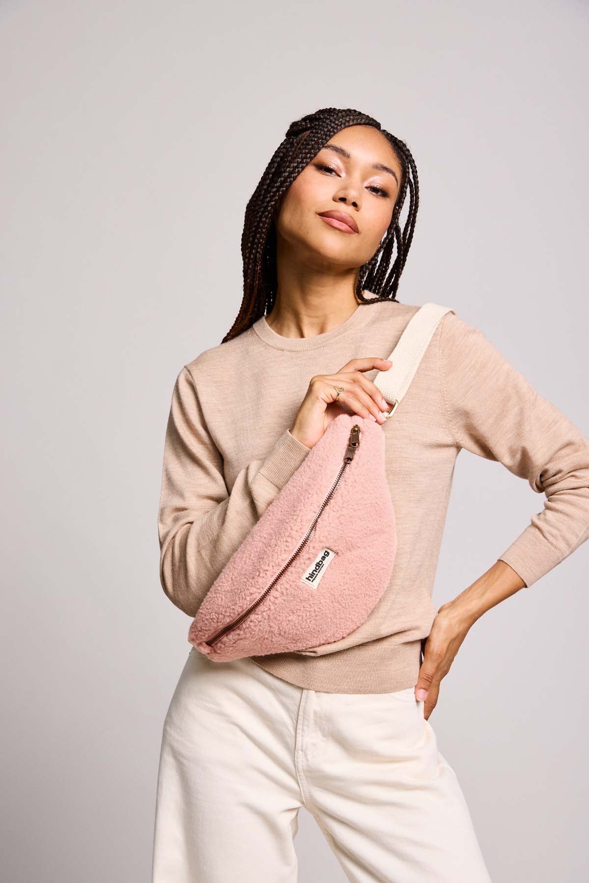 Sac banane L Sasha Teddy Rose poudré
