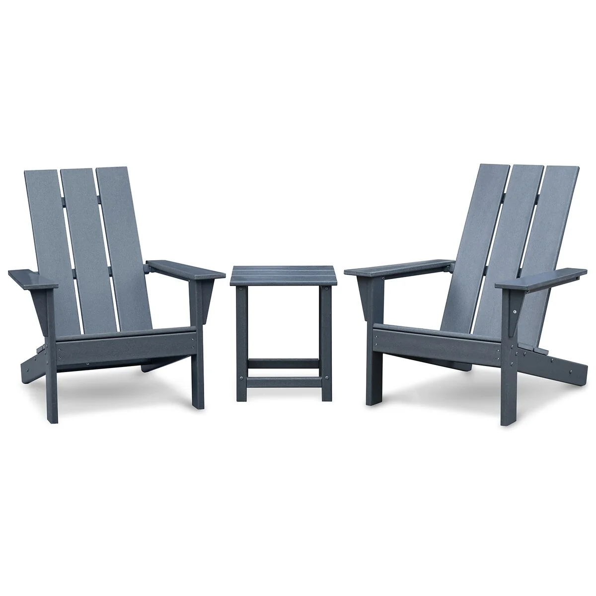 3-Piece All-weather Outdoor Patio Folding Adirondack Chair and Table Set With2 Lawn Chair and 1 Table