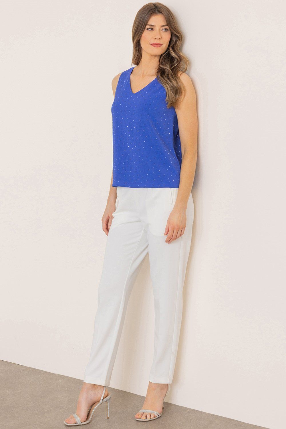 Klass. Embellished Sleeveless Textured Top