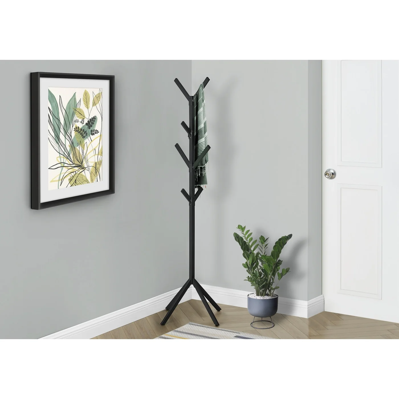 Coat Rack, Hall Tree, Free Standing, 8 Hooks, Entryway, 70 High, Bedroom, Metal, Contemporary, Modern