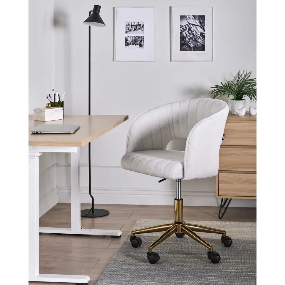 KATONAH - Bureaustoel - Gebroken wit - Boucl&eacute;