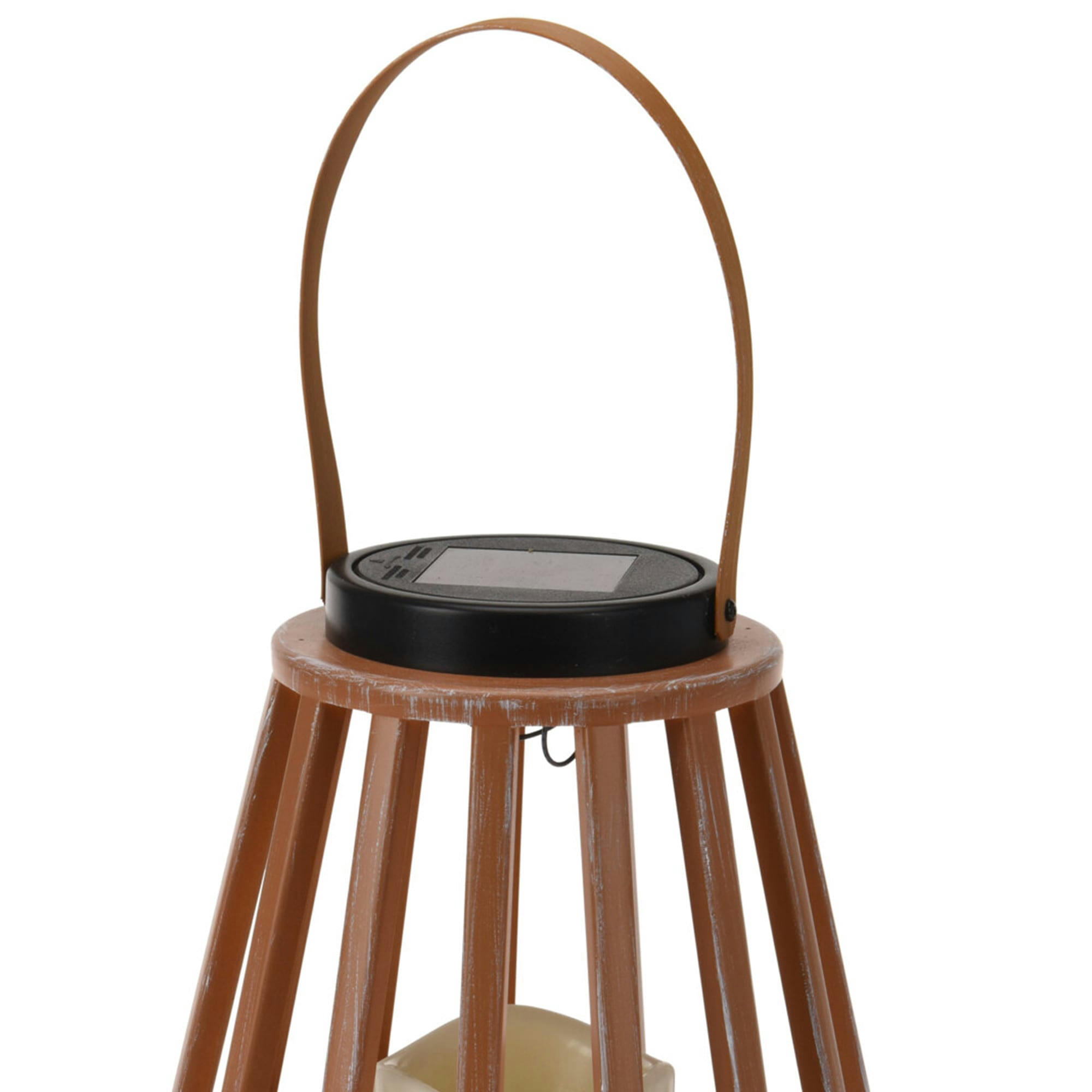 - Lanterne solaire bougie led en plastique effet bois