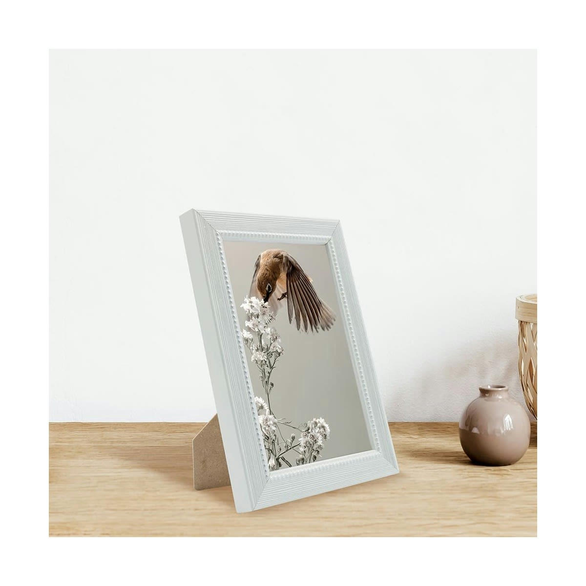 PERLE - Cadre photo gris clair 10x15 cm bois massif fsc