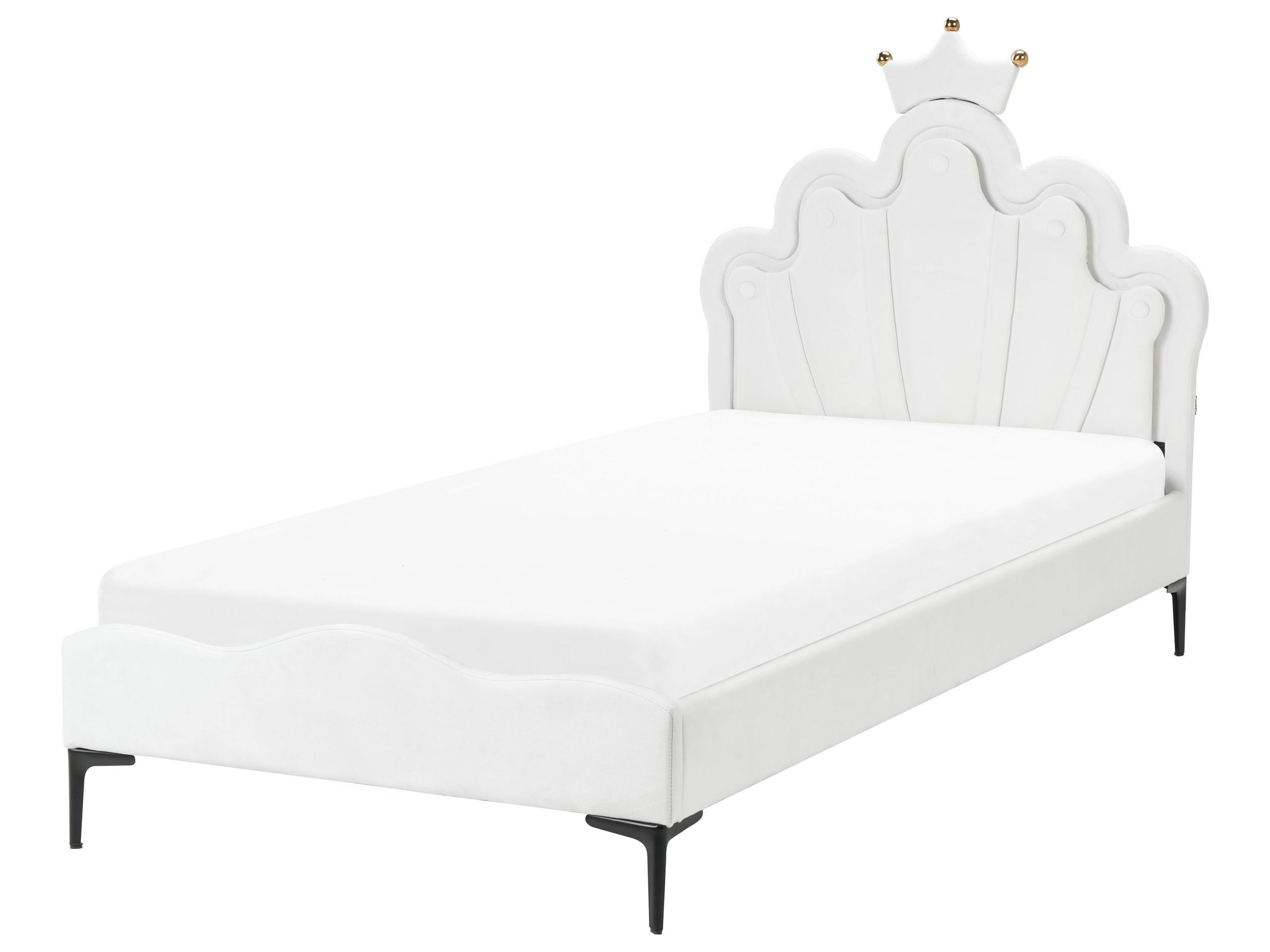 Łóżko LED welurowe 90 x 200 cm białe RUBIAN
