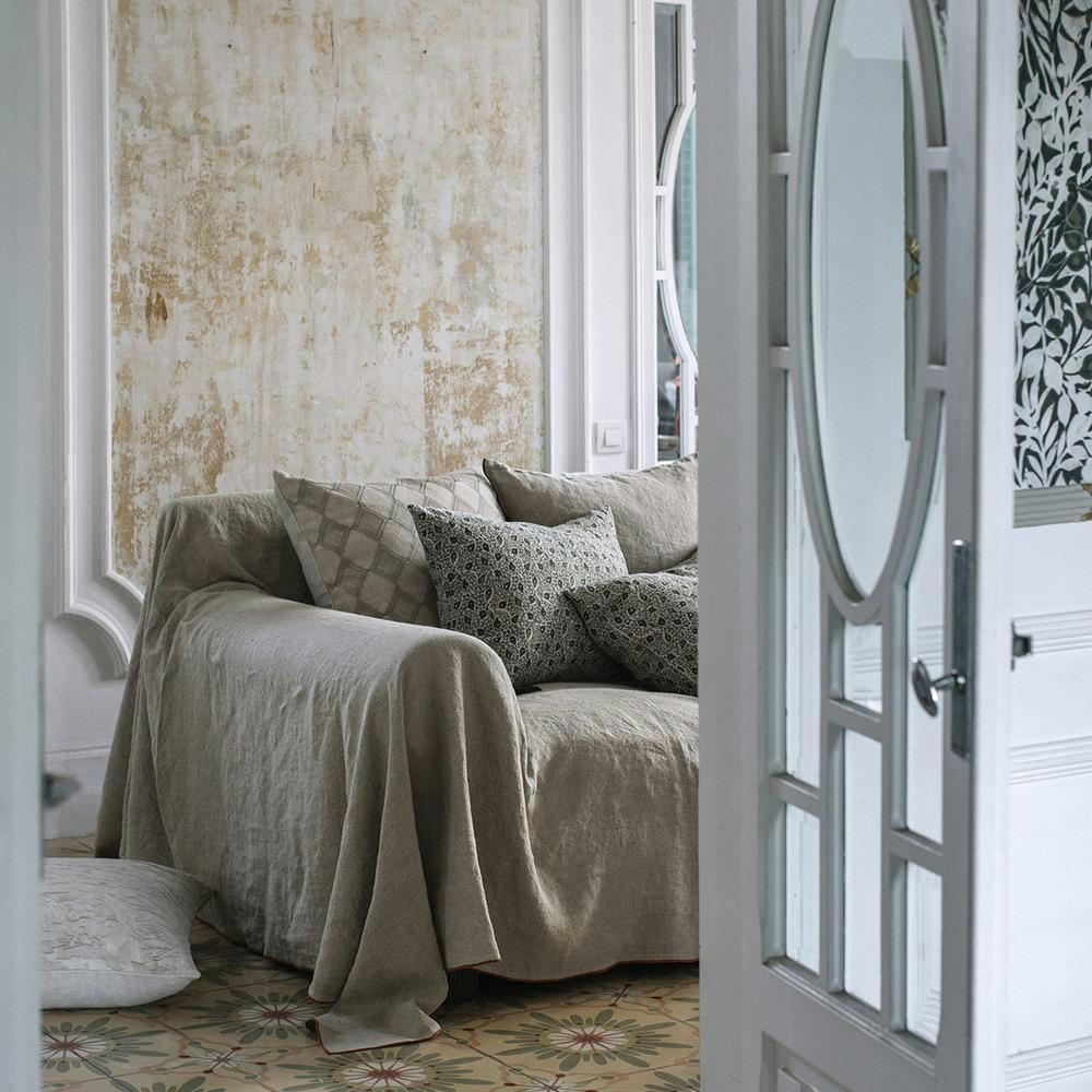 BEGUR - Jeté de  Lin pur lavé  Begur Naturel  Terre Cuite  140x350