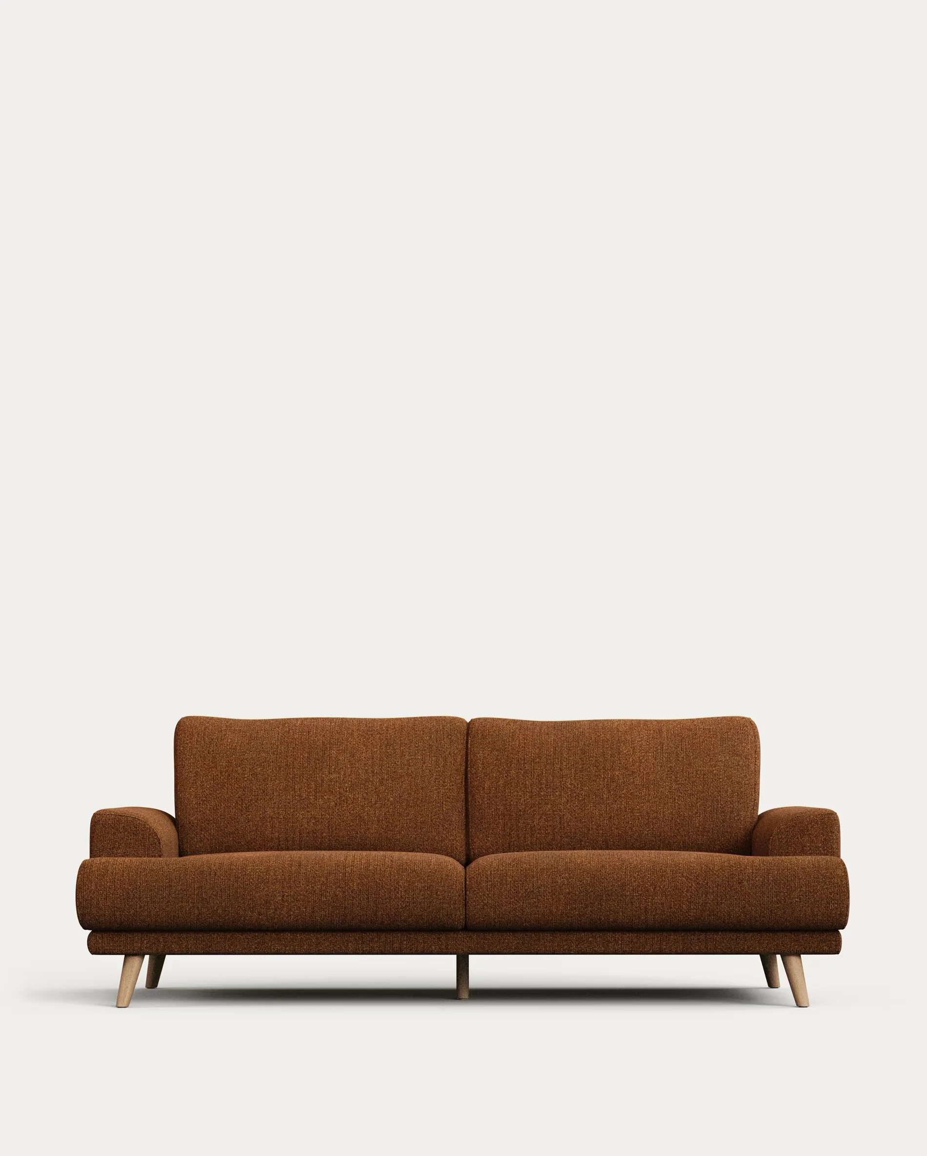 Karin 3 seater sofa in pumpkin with solid beech wood legs, 231 cm