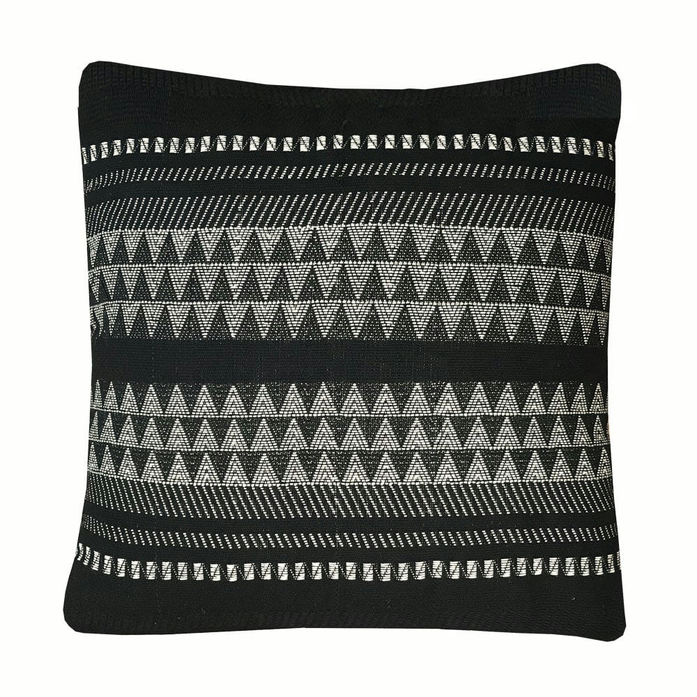 NATIVE - Coussin en coton à rayures noires 60x60