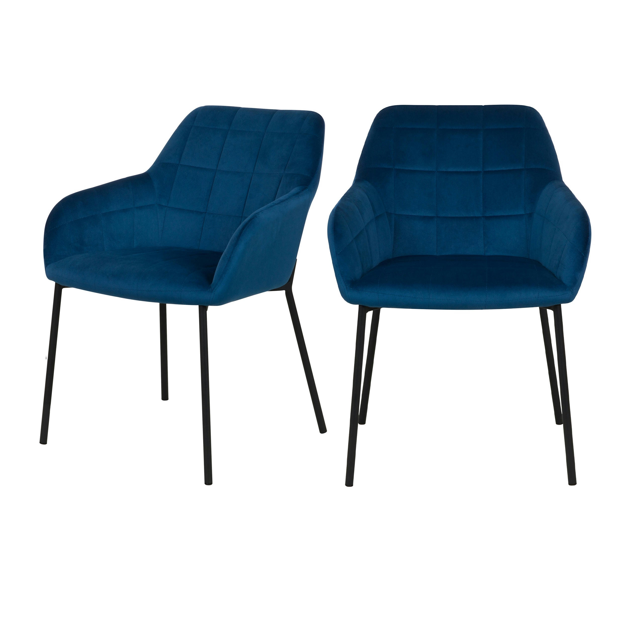 ROMY - Chaise en velours bleu foncé (lot de 2)