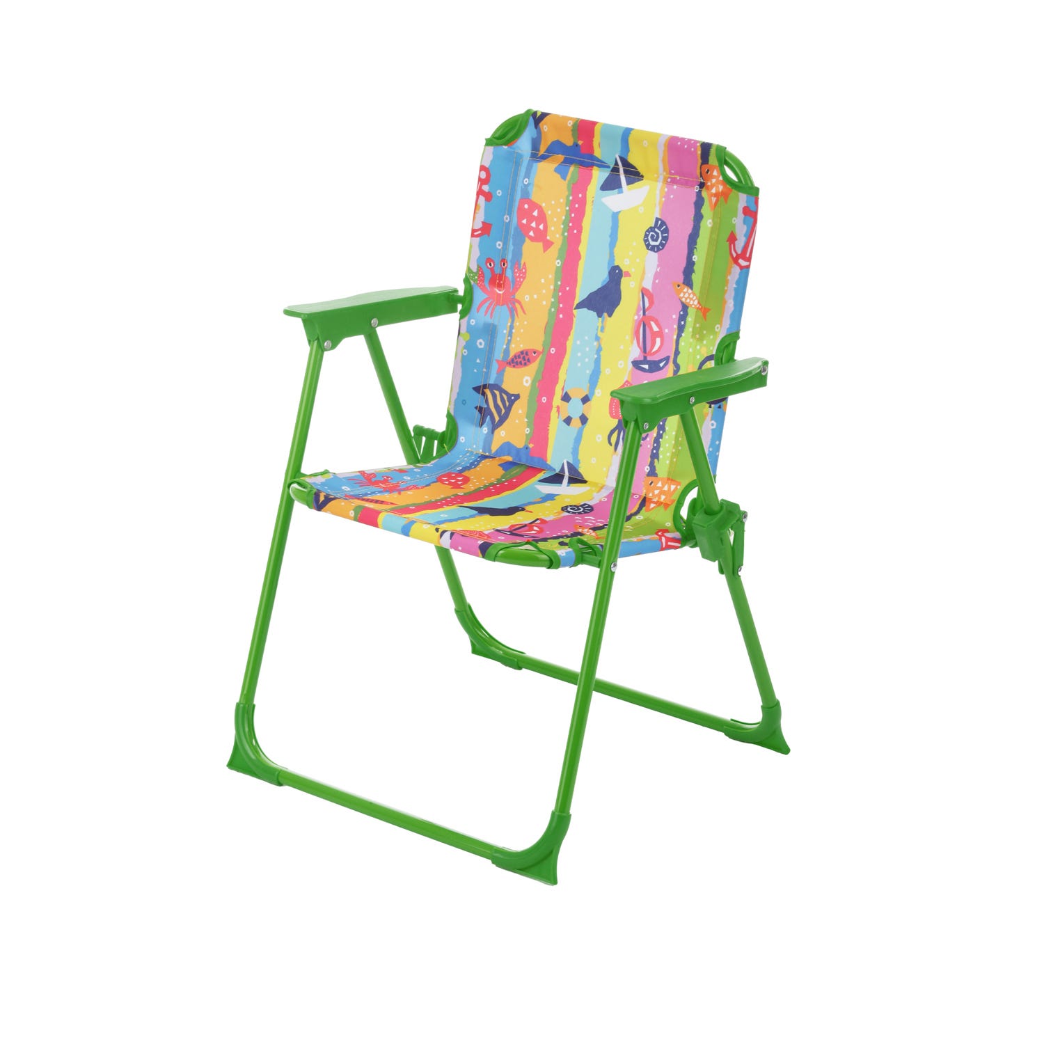 Sedia bambino pieghevole verde decori mare