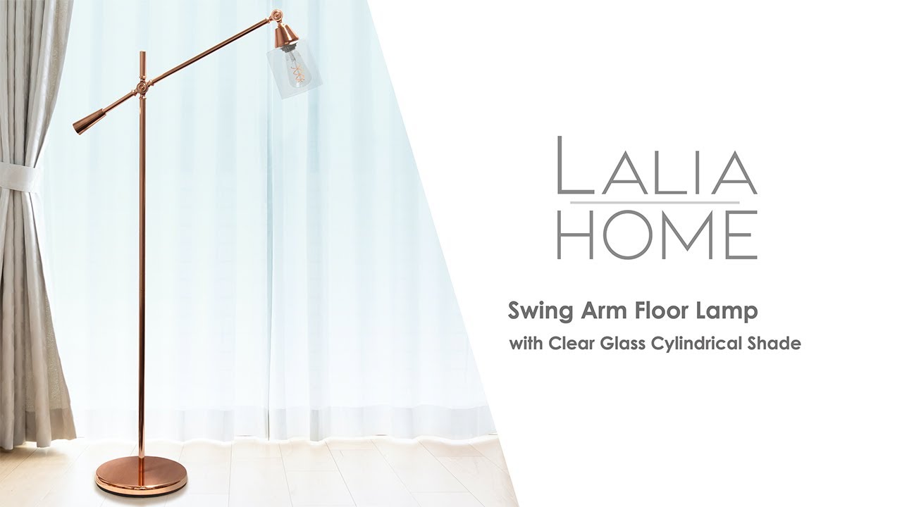 All The Rages Swing Arm Floor Lamp with Clear Glass Cylindrical Shade