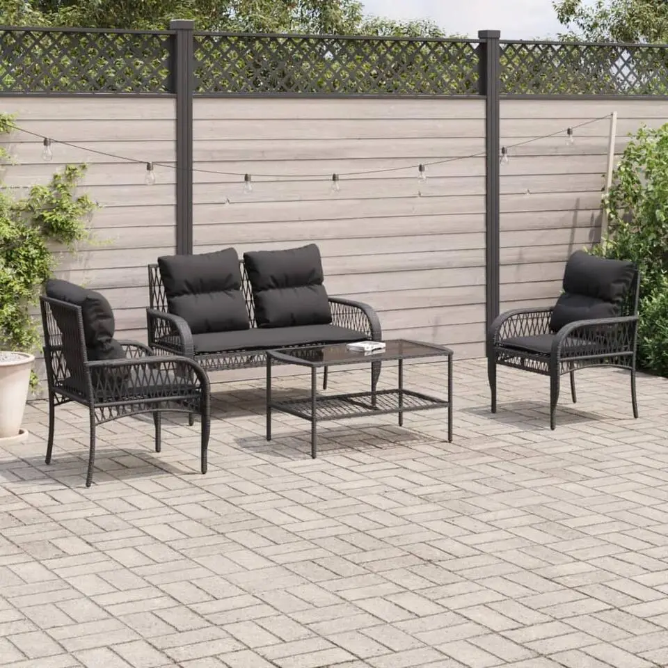 vidaXL - Loungeset - Zwart - Poly rattan