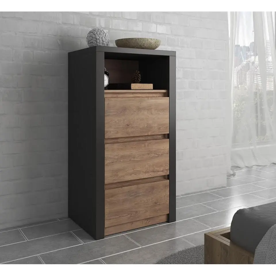 Meubella - Ladekast Monaco - Eiken - Grijs - 50 cm