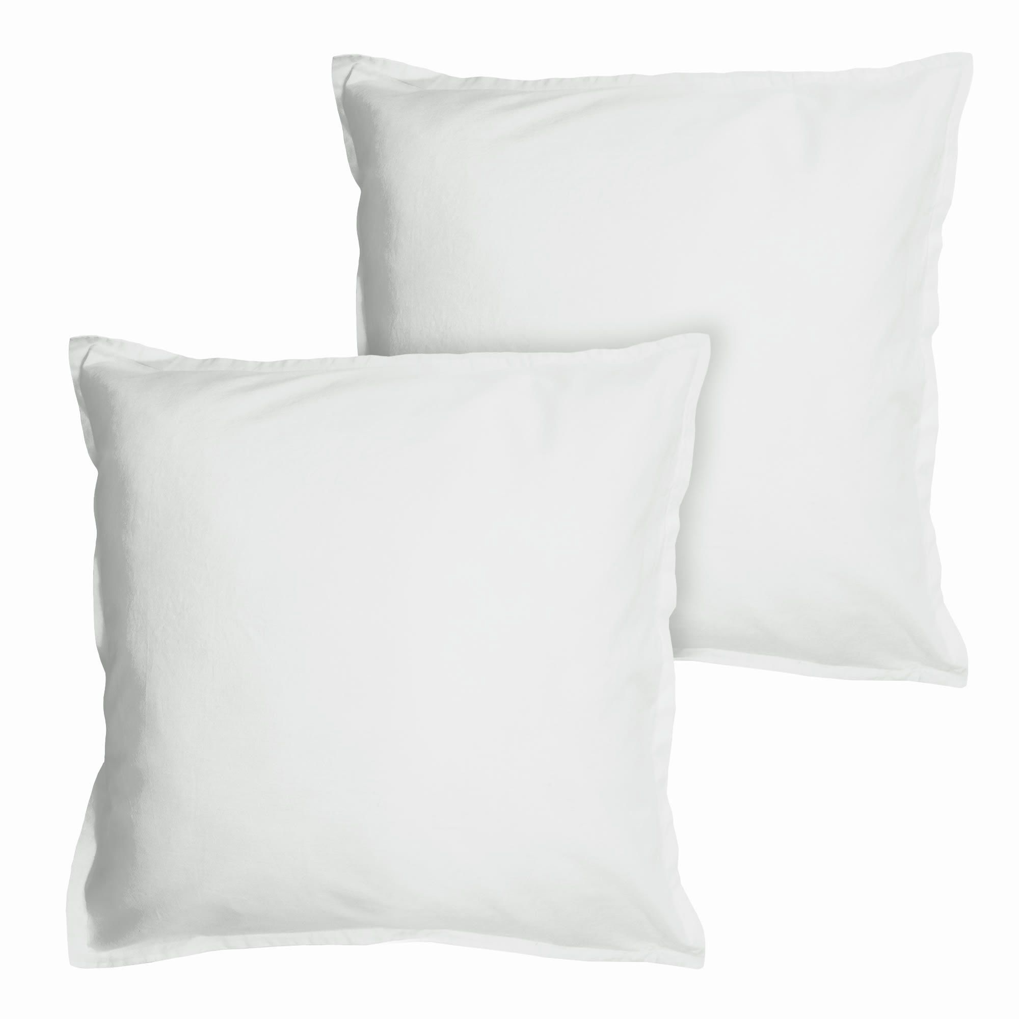 COTON LAVÉ VOLANT - Set de 2 taies d’oreiller unies finition volant Blanc 65x65cm
